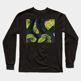 Algae, corals. Futuristic sparkling light trails of yellow-gray watercolor waves. The effect of glowing shiny light spiral lines. Golden, sparkling magic gold particles. Design for print, fabric, poster, wallpaper, cover and packaging. Long Sleeve T-Shirt